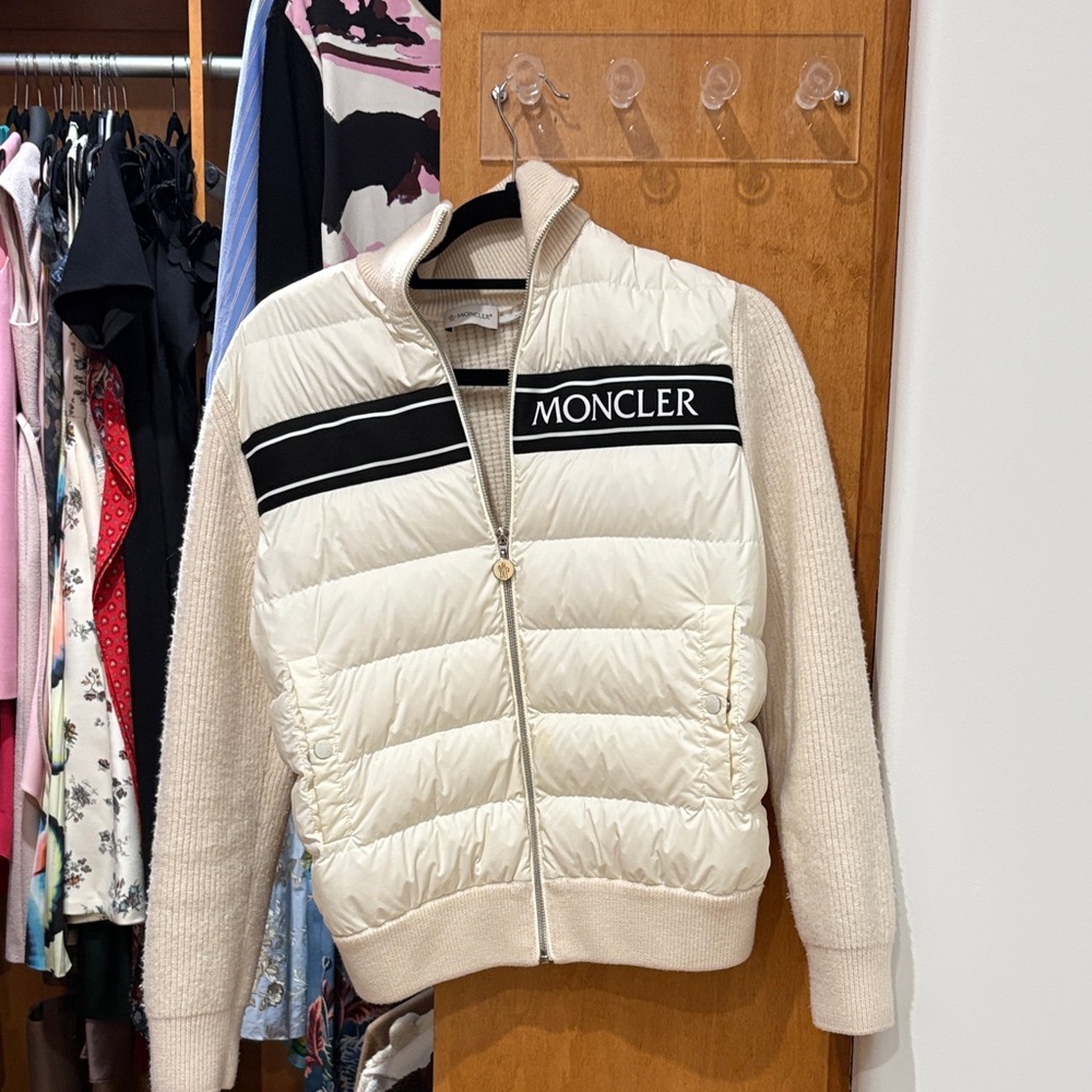 Moncler Ivory and Black Quilted Jacket